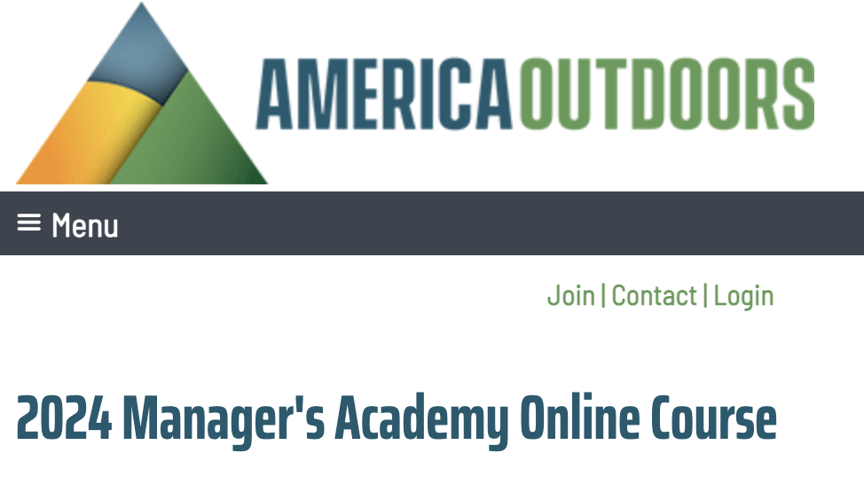 America Outdoors Manager’s Academy Online Course